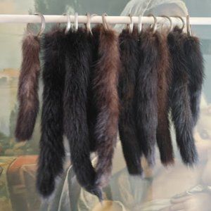 Real mink tail fur keychain